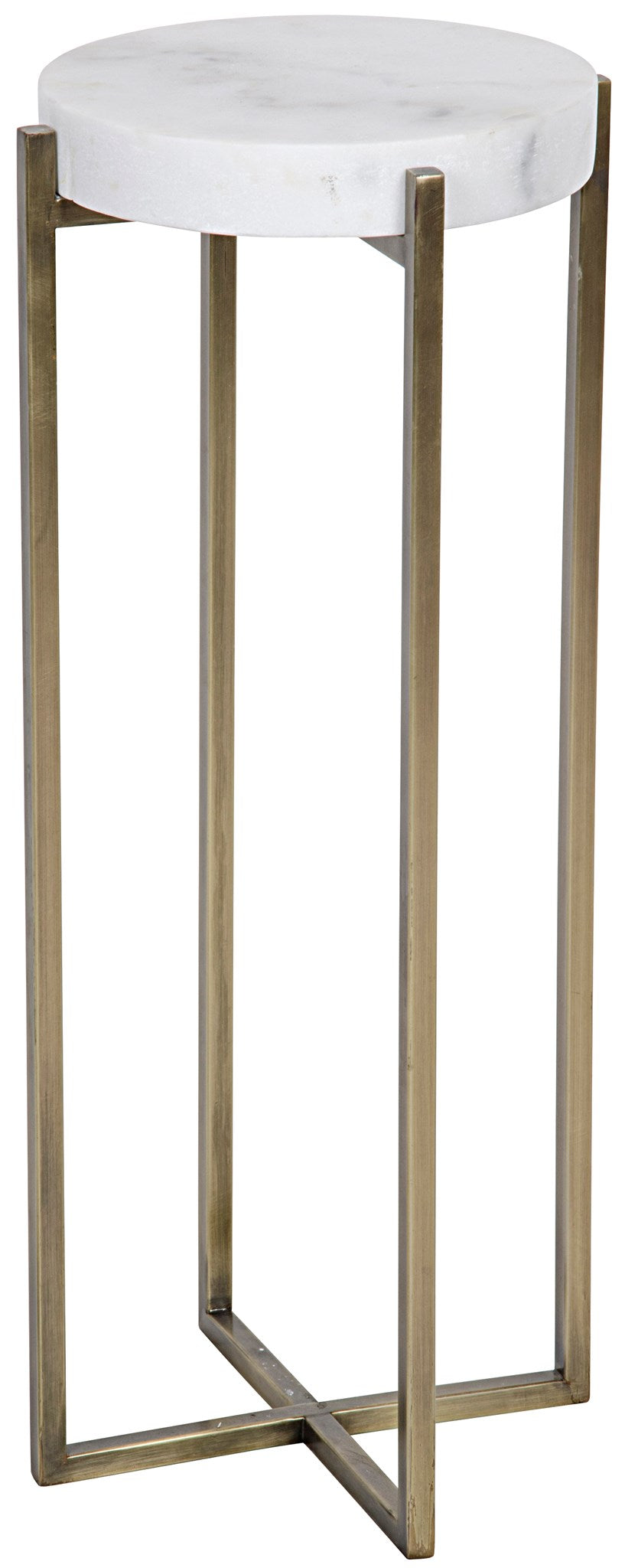 Noir Soho Side Table - Antique Brass & Quartz