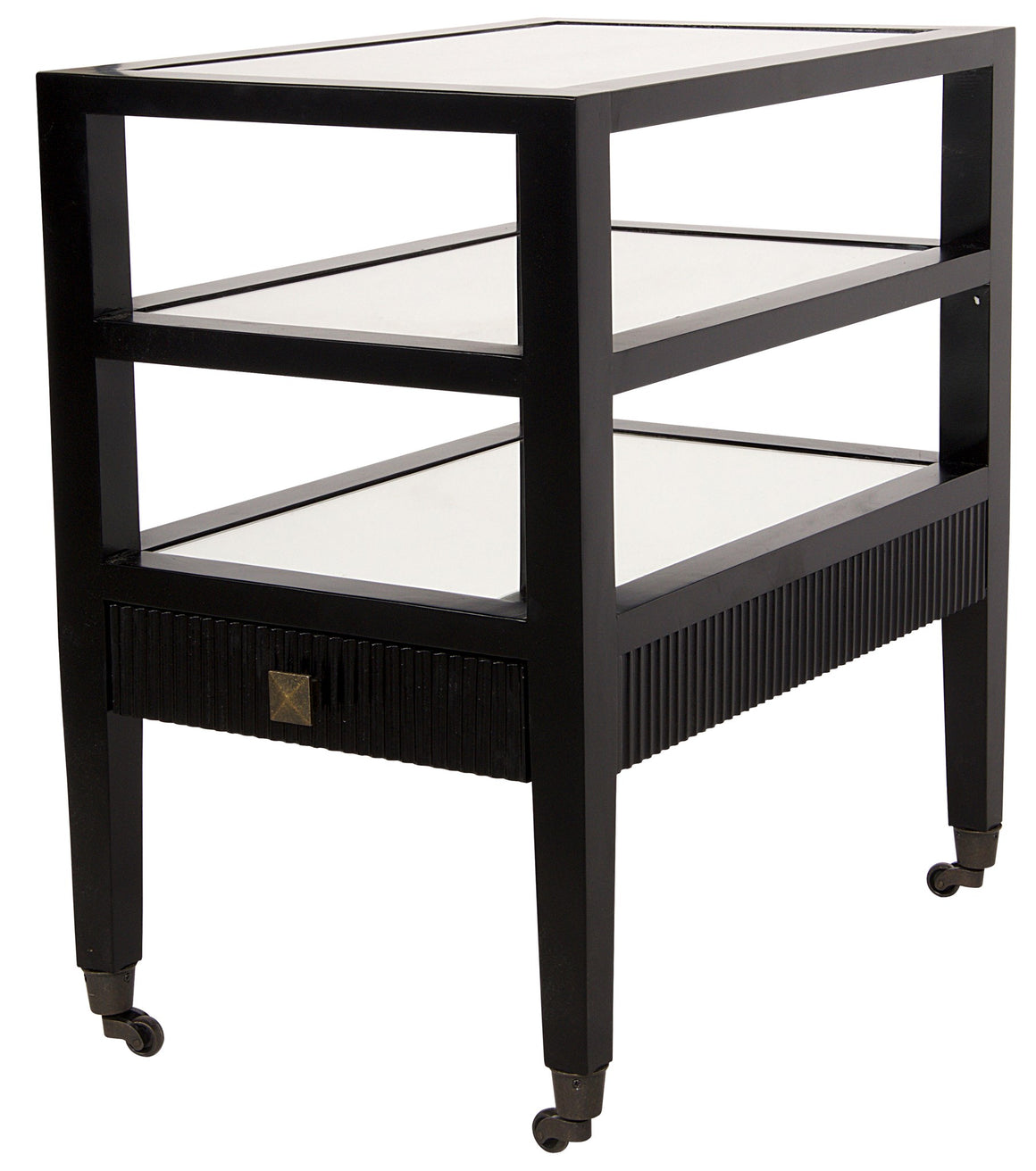 Noir Lesly 3 Tiered Side Table - Black
