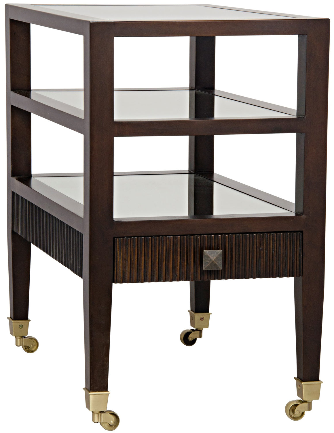Noir Lesly 3 Tiered Side Table - Brown