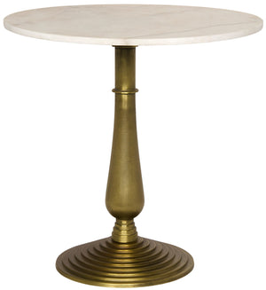 Noir Alida Side Table with White Stone - Brass Finish