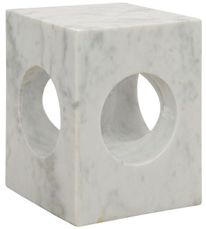 Noir Merlin Side Table - White Stone