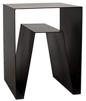Noir Quintin Side Table - Black Metal