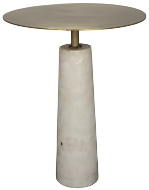 Noir Hotaru Side Table - White Marble and Antique Brass