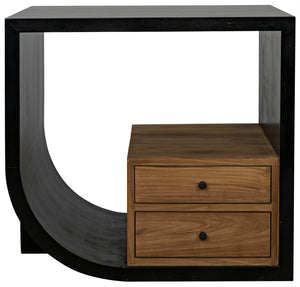 Noir Burton 2 Drawer Side Table