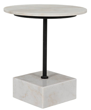 Noir Rodin Side Table - Black Metal with White Marble