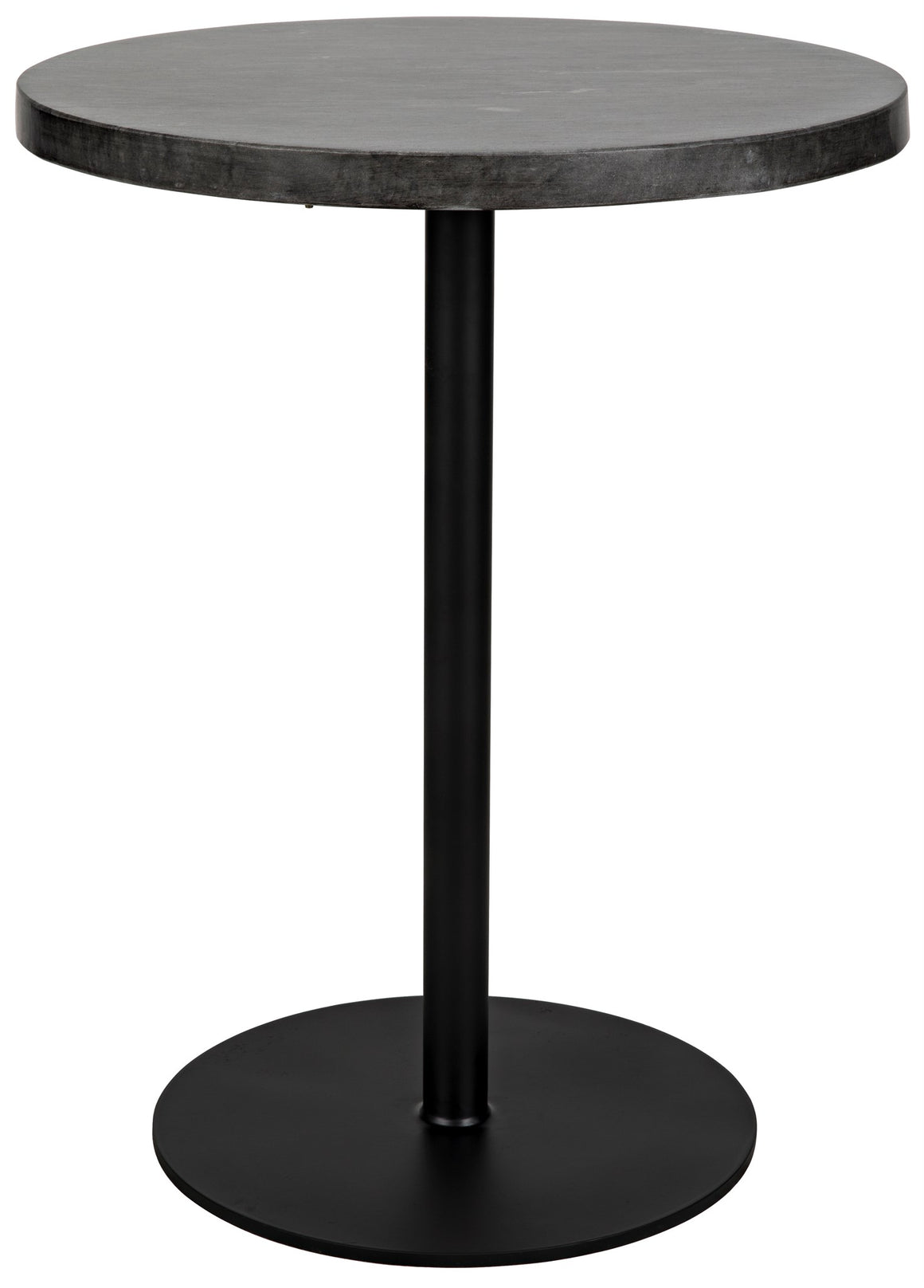 Noir Ford Stone Top Side Table - Black Metal - Tall