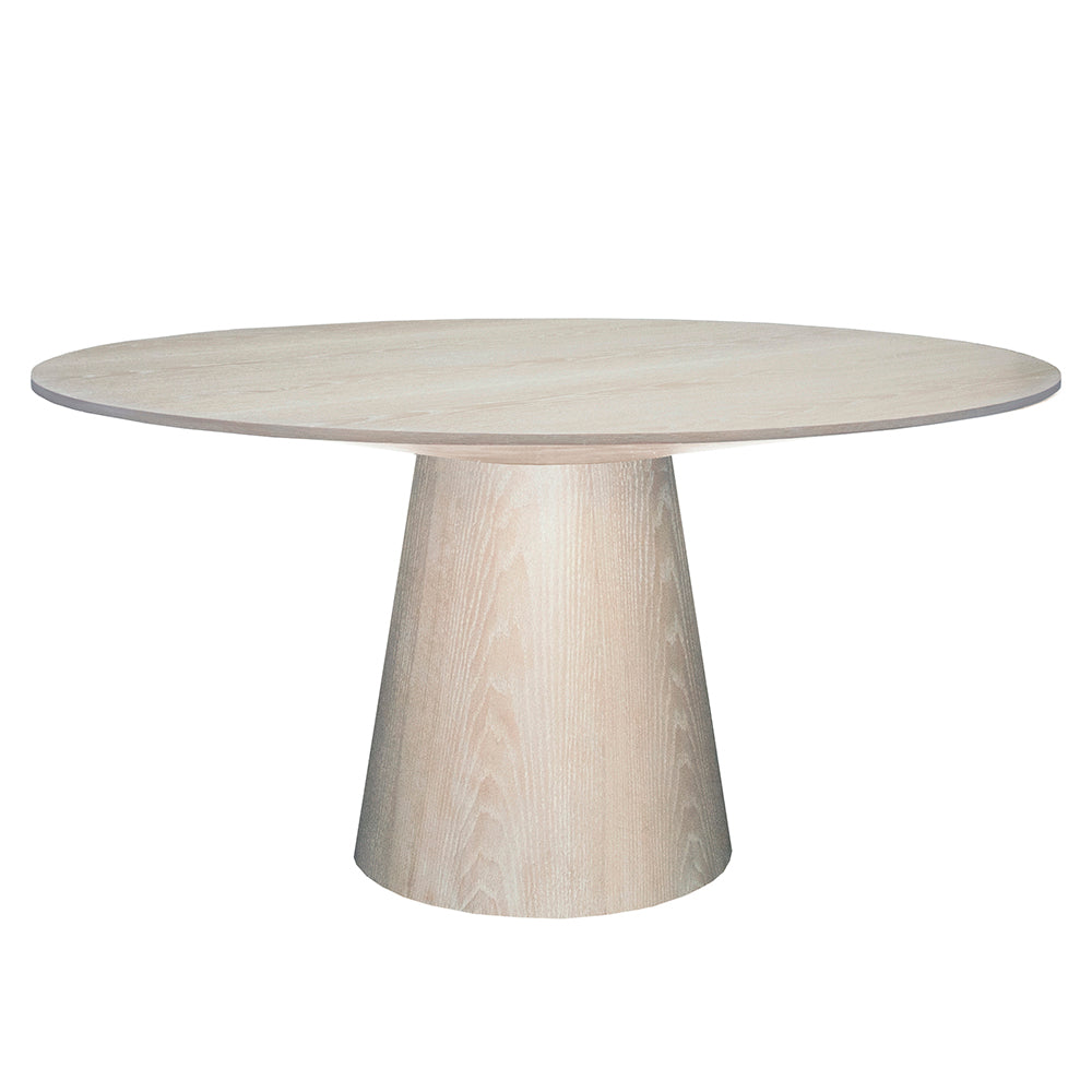 Worlds Away Hamilton Tapered Base Round Dining Table – Cerused Oak