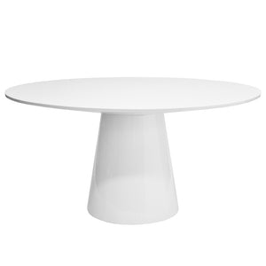 Worlds Away Hamilton Tapered Base Round Dining Table – White Lacquer