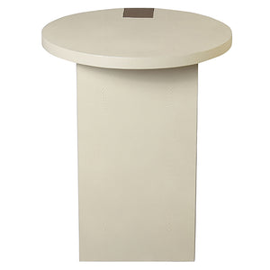 Worlds Away Harrington Round Accent Table with Antique Brass Base – Cream Shagreen