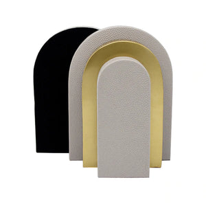 Worlds Away Hart Faux Shagreen Bookends Set - Antique Brass & Grey