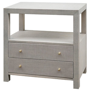 Worlds Away Hattie 2-Drawer Grasscloth Side Table – Grey