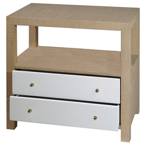 Worlds Away Hattie 2-Drawer Grasscloth Side Table – Natural