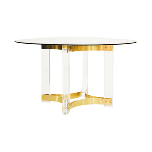 Worlds Away Hendrix Acrylic Dining Table Base with Antique Brass Stretchers – 48" or 54" Top