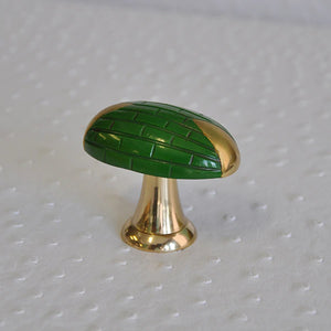 Hive Green and Brass Oval Knob