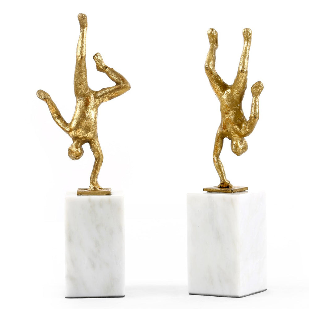 Cast Iron Handstand Figures with Gold Leaf - Set of 2 | Handstand Collection | Villa & House