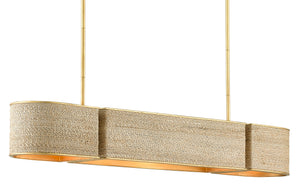 Tenby Oval Chandelier - Contemporary Gold Leaf/Abaca Rope
