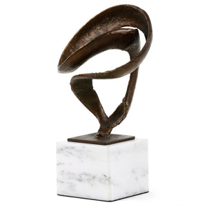 Cast Iron Ribbon Sculpture on Marble Base – Bronze | Hanya Collection | Villa & House