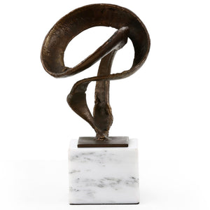 Cast Iron Ribbon Sculpture on Marble Base – Bronze | Hanya Collection | Villa & House