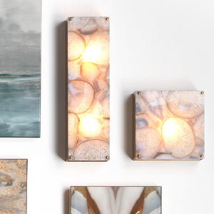 Adeline Rectangle Wall Sconce in Agate Resin & Antique Brass