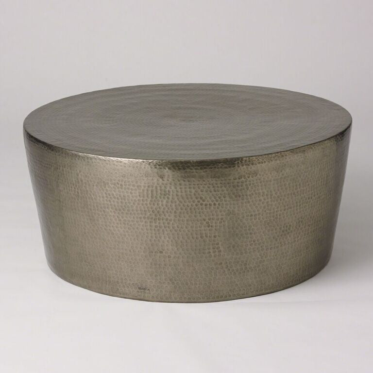 Round Hammered Cocktail Table - Antique Nickel