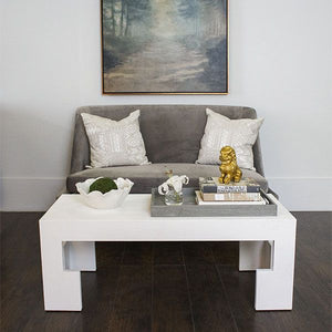 Worlds Away Radford Rectangular Coffee Table – White Lacquer Linen