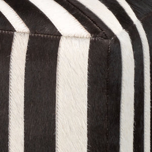 Nantucket Criss Cross Ottoman - Black and White stripes