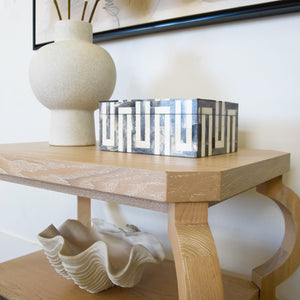 Worlds Away Olive 3 Tier Side Table with Curved Legs  – Cerused Oak