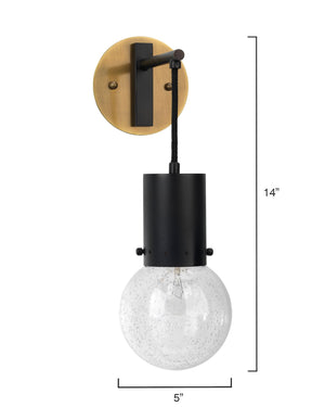 Industrial Seeded Glass Globe Pendant Wall Sconce – Oil Rubbed Bronze