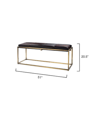 Shelby Metal & Hide Bench – Espresso