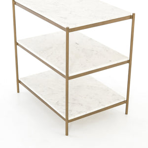 Marlow - Felix 3 Shelf Nightstand - Marble & Brass