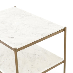 Marlow - Felix 3 Shelf Nightstand - Marble & Brass