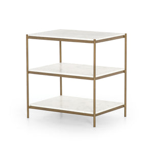 Marlow - Felix 3 Shelf Nightstand - Marble & Brass