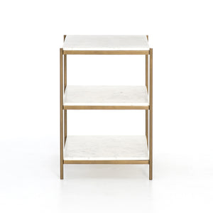 Marlow - Felix 3 Shelf Nightstand - Marble & Brass