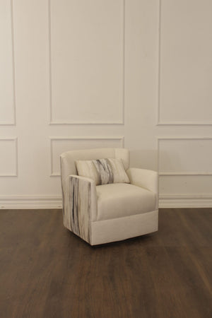 Grace Swivel Chair- Tia Tuxedo &  Bae Porcelain Upholstery