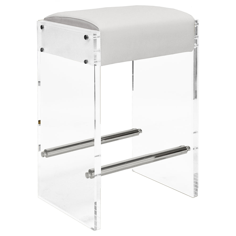 Worlds Away Indy Acrylic Counter Stool with Nickel Accents
