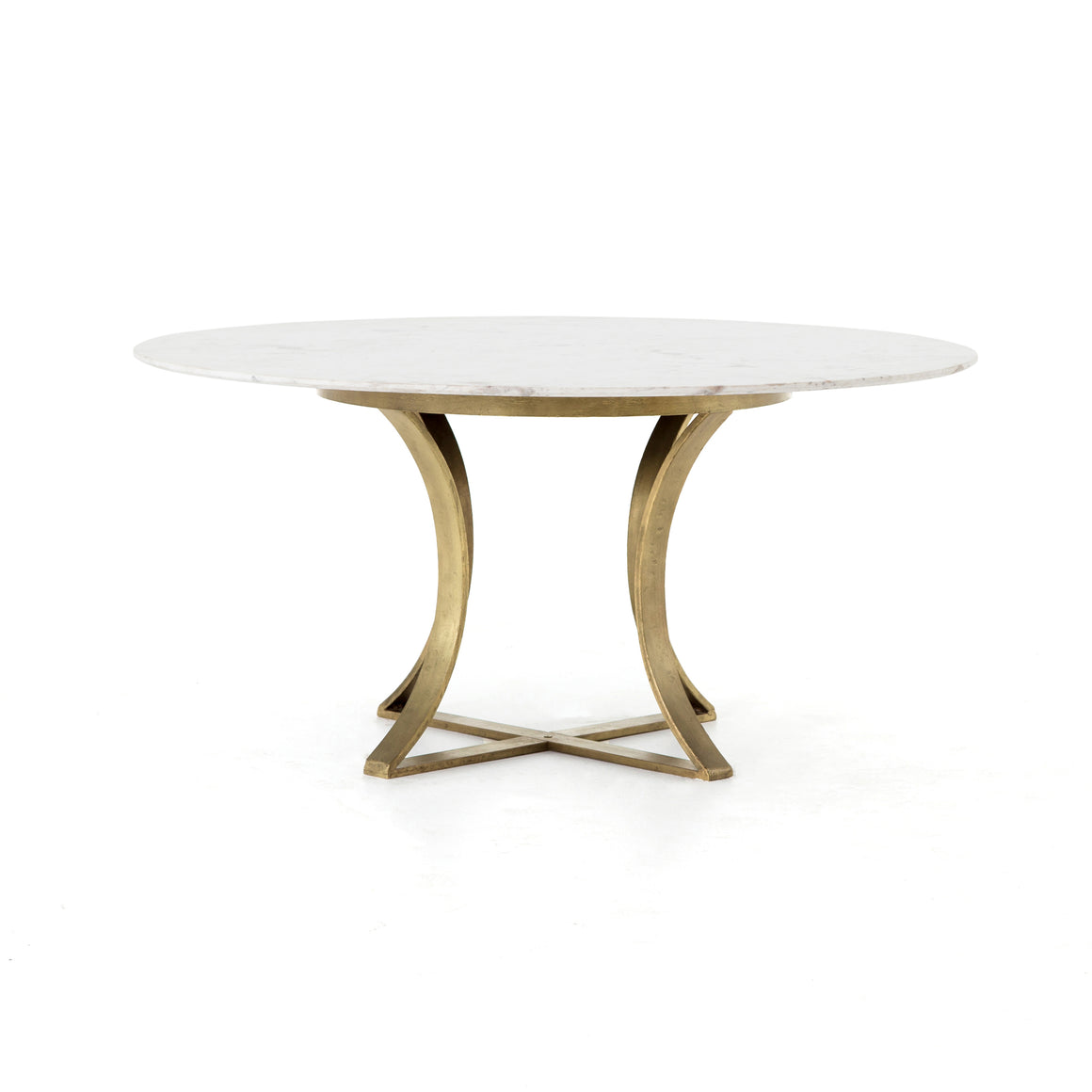 Gage 60" Round Dining Table - Marble & Brass