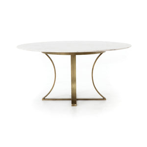 Gage 60" Round Dining Table - Marble & Brass