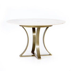 Gage 48" Round Dining Table - Marble & Brass