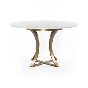 Gage 48" Round Dining Table - Marble & Brass