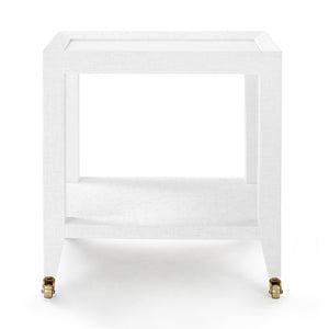 Lacquered Grasscloth Tea Table with Casters in White | Isadora Collection | Villa & House