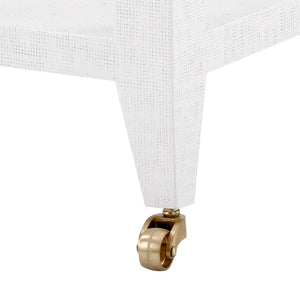 Lacquered Grasscloth Tea Table with Casters in White | Isadora Collection | Villa & House