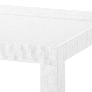 Lacquered Grasscloth Tea Table with Casters in White | Isadora Collection | Villa & House