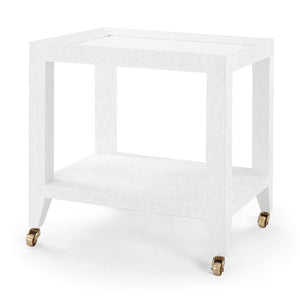 Lacquered Grasscloth Tea Table with Casters in White | Isadora Collection | Villa & House