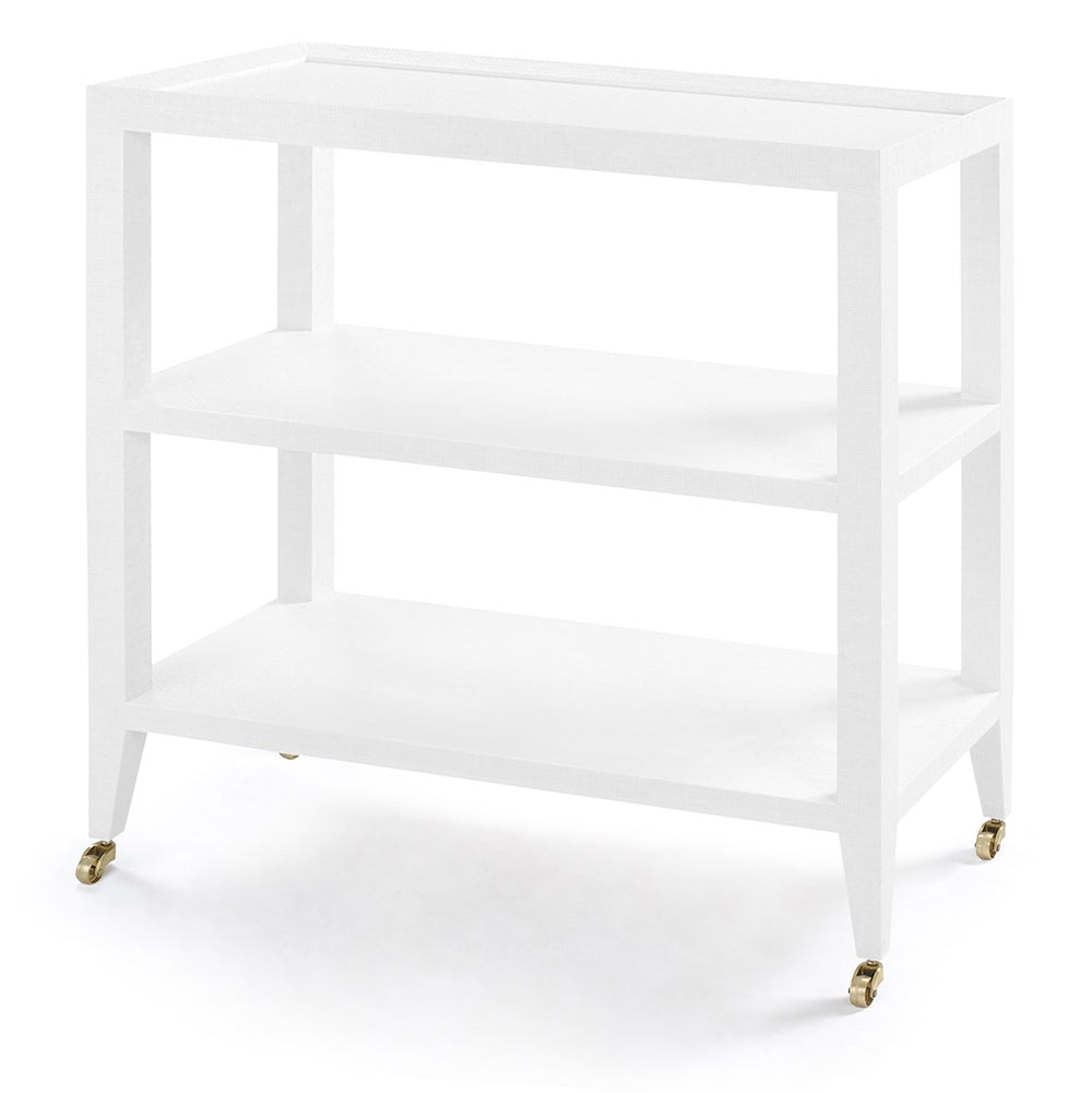 Lacquered Grasscloth 2-Shelf Console Table – White | Isadora Collection | Villa & House