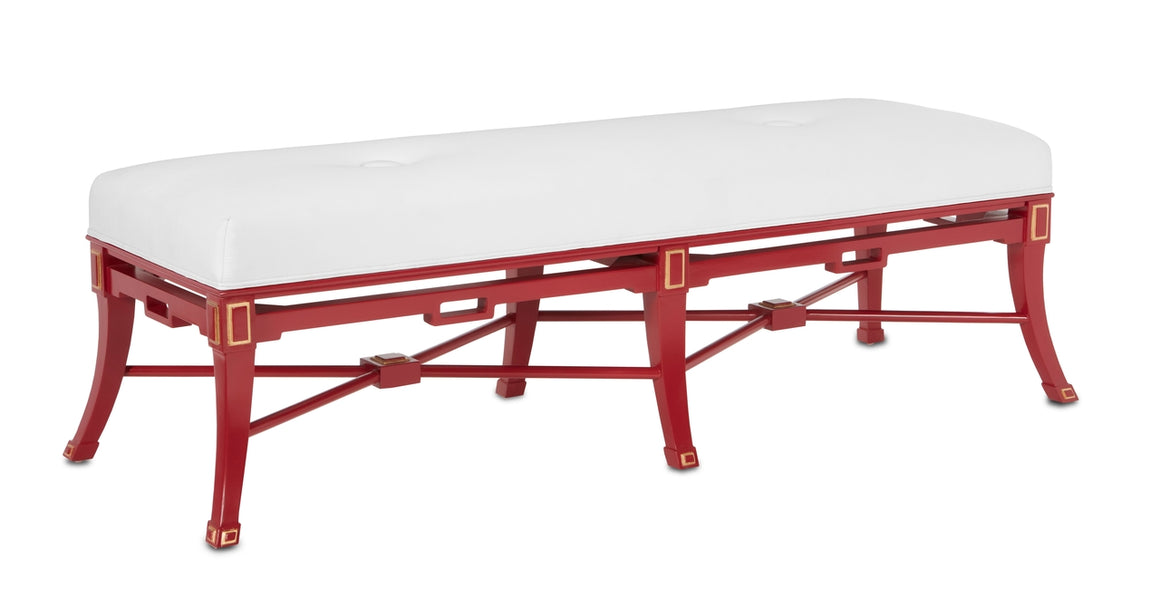 Scarlett Red Muslin Bench -  Racing Red/Gold Leaf