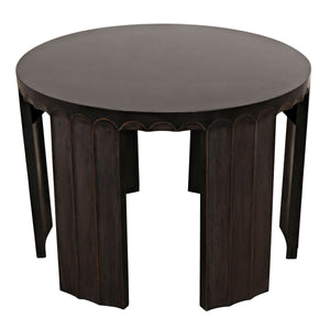 Fluted Side Table, Pale with Light Brown Trim