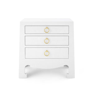 Grasscloth 3-Drawer Side Table in White Grasscloth | Jacqui Collection | Villa & House