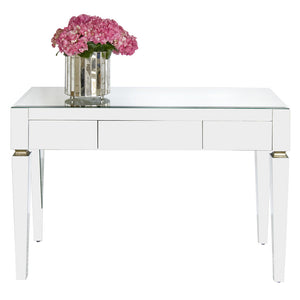 Worlds Away Jacklyn Simplicity Desk with Beveled Glass - White
