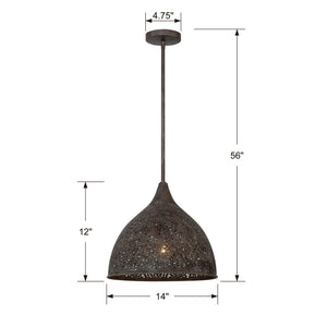 Jasmine 1 Light Forged Bronze Pendant