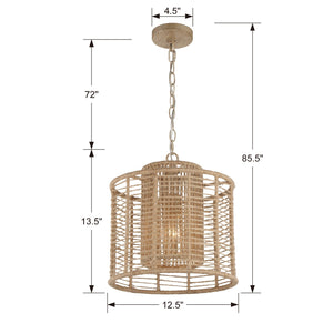 Jayna 1 Light Burnished Silver Pendant
